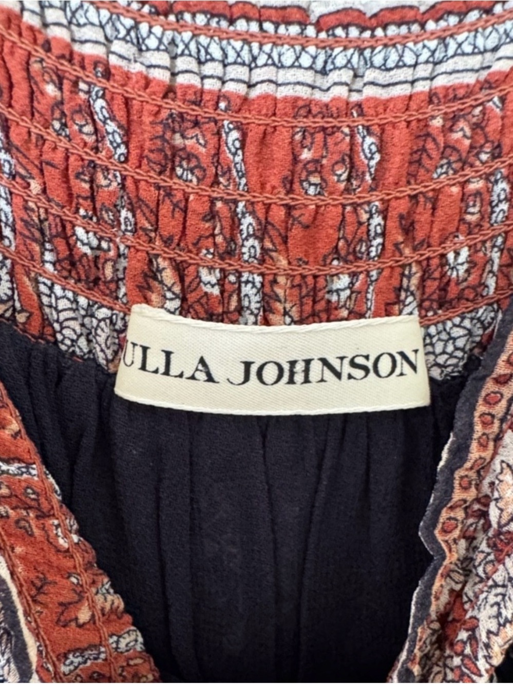 Ulla Johnson Navy and Rust Bohemian Midi Dress - Picture 4 of 7